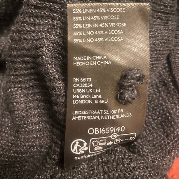 Maeve by Anthropologie Black Cap Sleeve, Linen Blend,  Large Knit Sweater Top - Picture 6 of 7